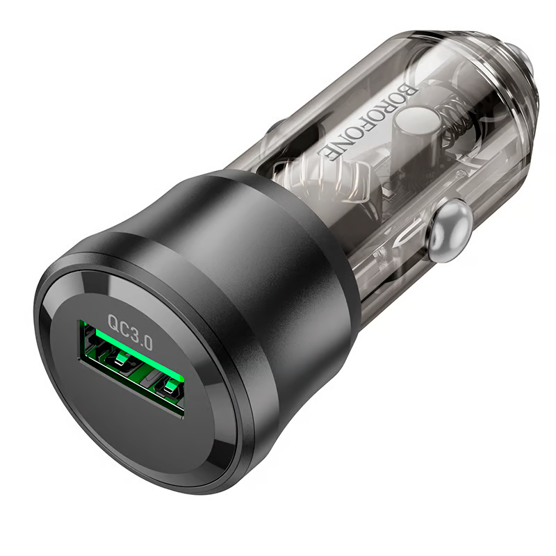 Cargador De Auto Usb Qc 3.0 Borofone Bz23 Gris