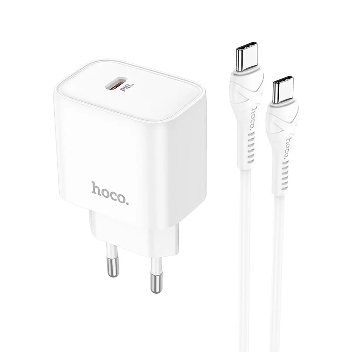 Cargador Carga Rapida Hoco Dc67 20w Tipo C a Tipo C Blanco
