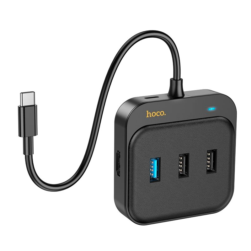 Adaptador Hub Usb 6 en 1 Hoco Hb37 Rj45 Hdmi Usb 3.0 Tipo C – imagen 3