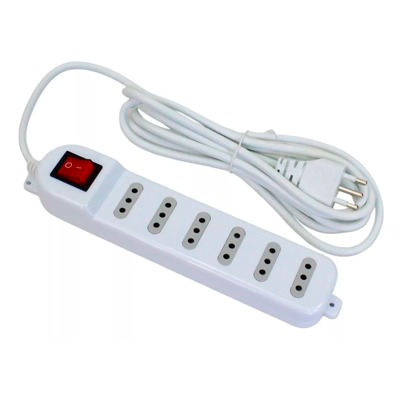 Alargador Multiple 3 Metros 6 Entradas Blanco