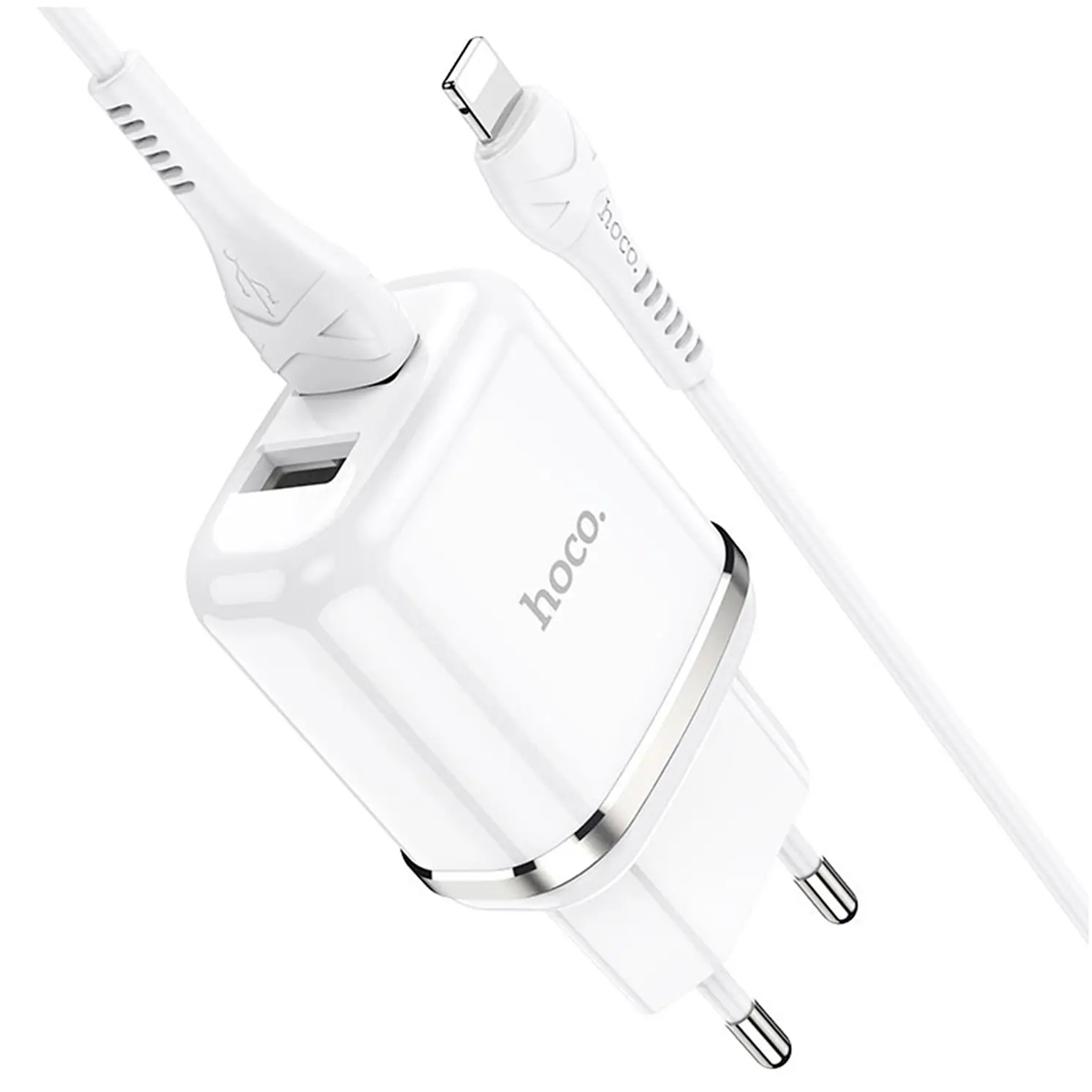 Cargador Hoco N4 Dual Usb + Cable Usb a Lightning Blanco