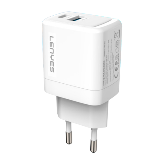 Cargador Lenyes Lch80 Gan Dual 35w + Cable Tipo C Blanco