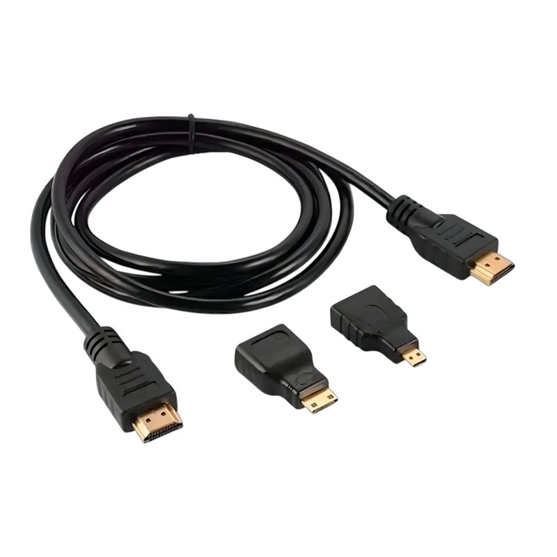 Cable Hdmi 3 en 1 Mini Hdmi y Micro Hdmi Negro