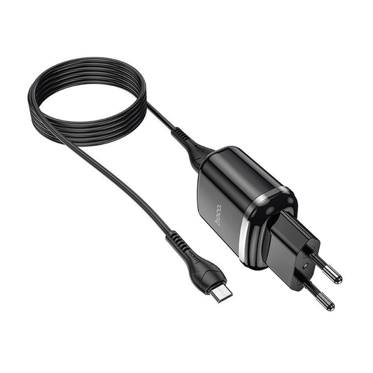 Cargador Hoco N4 Dual Usb + Cable Usb a Micro Usb Negro