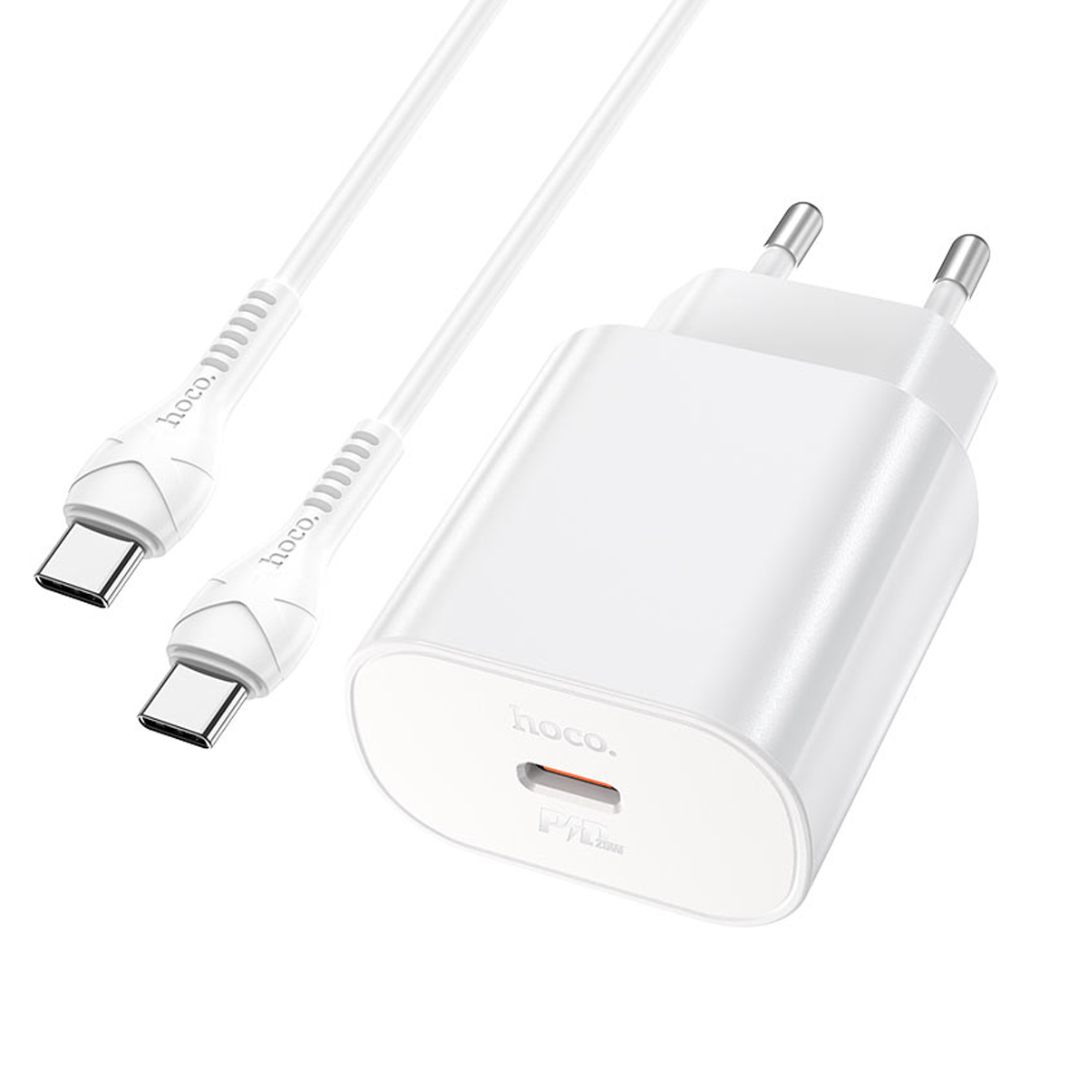Cargador Carga Rapida Hoco N22 + Cable Tipo C Blanco