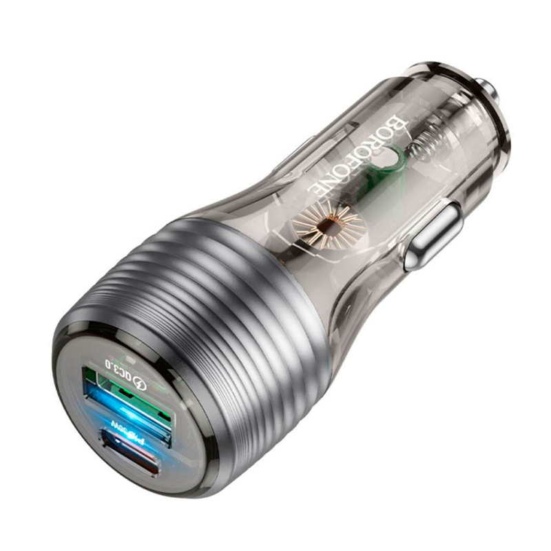 Cargador De Auto Doble Usb Tipo C Borofone Bz30 Gris