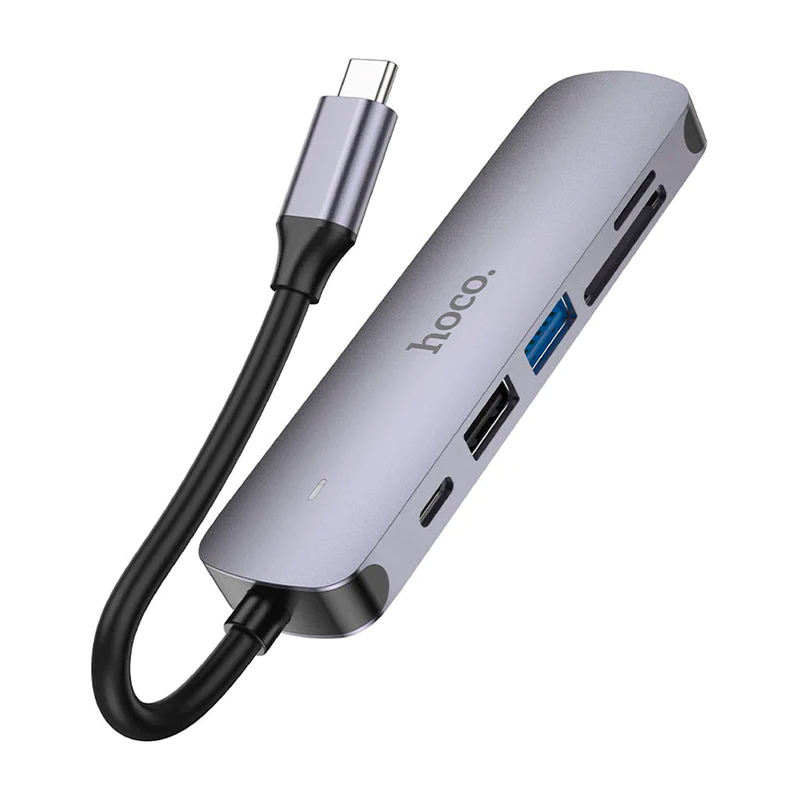 Adaptador Hub Usb 6 en 1 Hoco Hb28 Tipo C Negro – imagen 2