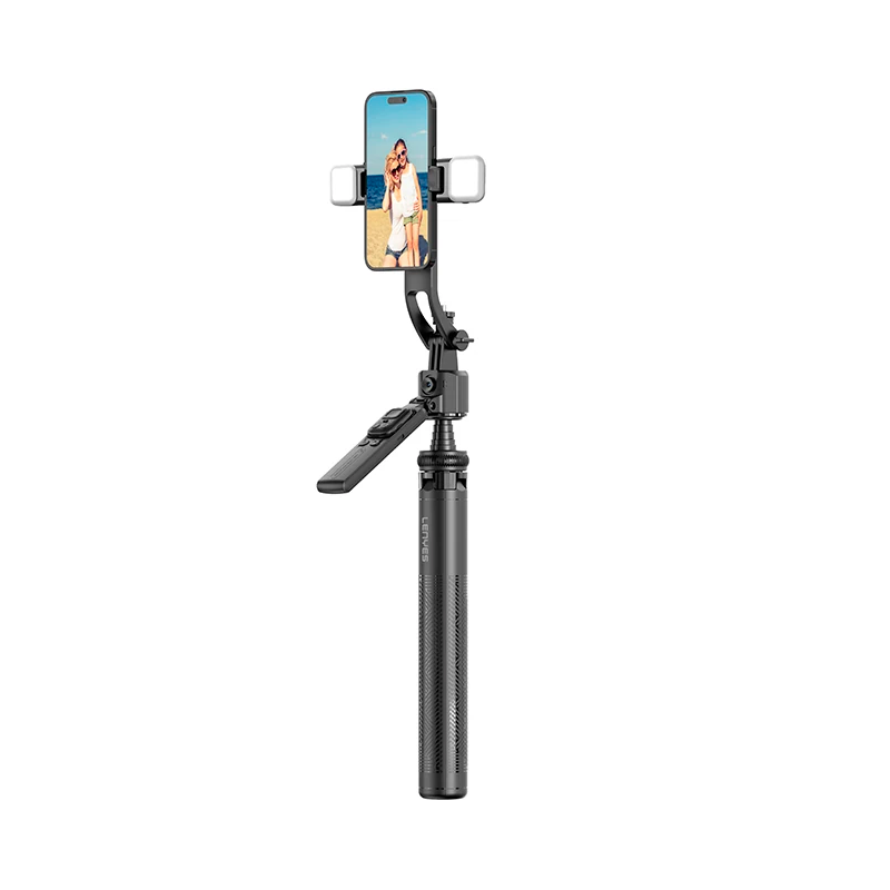 Soporte Selfie Bluetooth Lenyes Lph107 Doble Led 360 Grados Negro