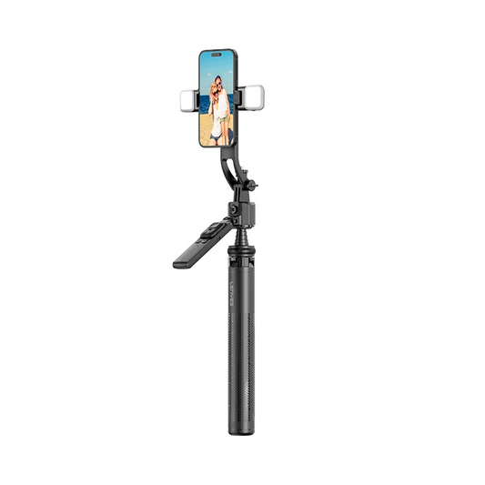 Soporte Selfie Bluetooth Lenyes Lph107 Doble Led 360 Grados Negro