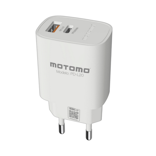 Cargador Rápido Motomo Mo-L20 20w Dual Blanco