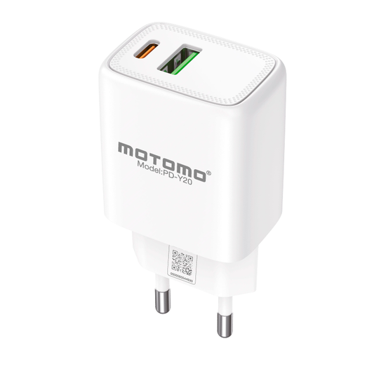 Cargador Rápido Motomo PD-Y20 20w Dual Usb + Tipo C Gan