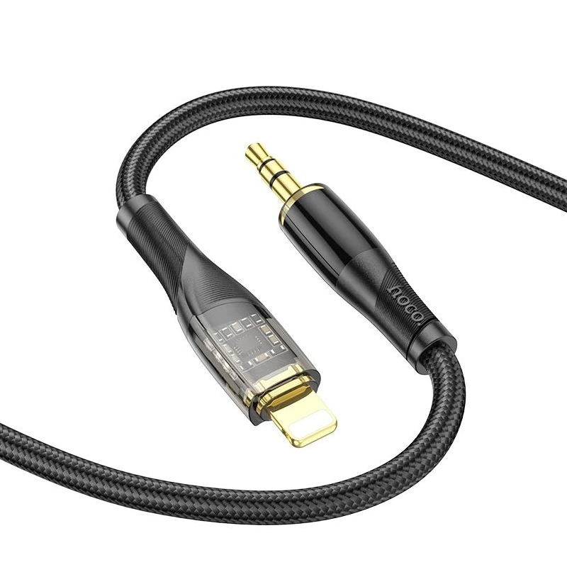 Cable Auxiliar a Lightning Hoco Upa25 Transparent Discovery Negro
