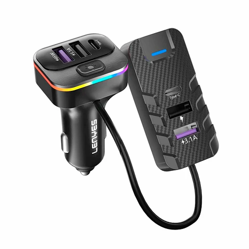 Cargador de Auto + Hub Lenyes Ca905 81w Negro