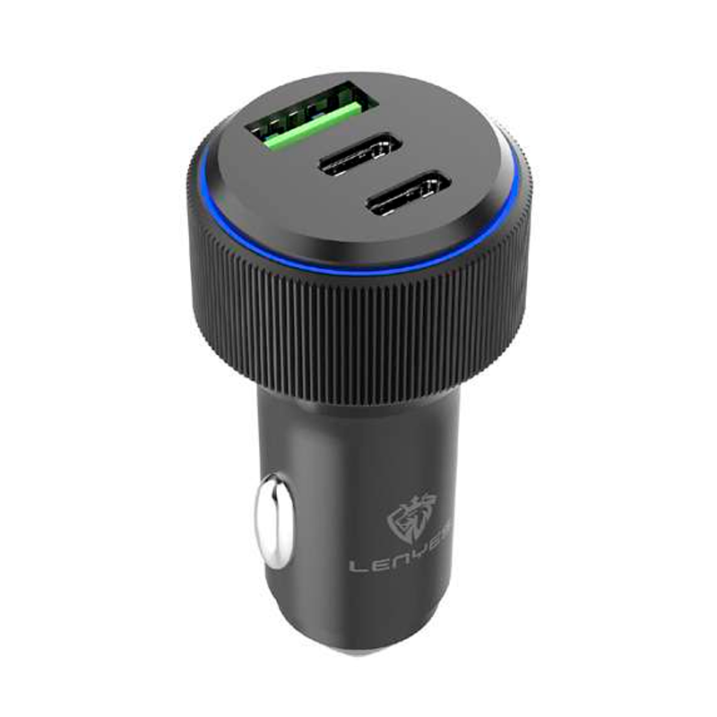 Cargador de Auto Triple Lenyes Ca704 66w Negro