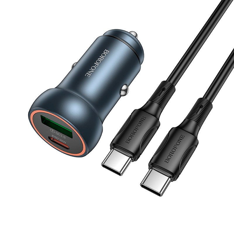 Cargador de Auto Borofone Bz32a Dual + Cable Tipo C