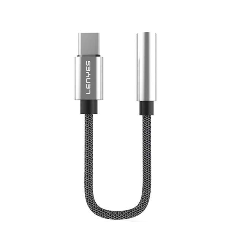 Cable Tipo C a Jack 3.5mm Lenyes Ax105 10cm Negro