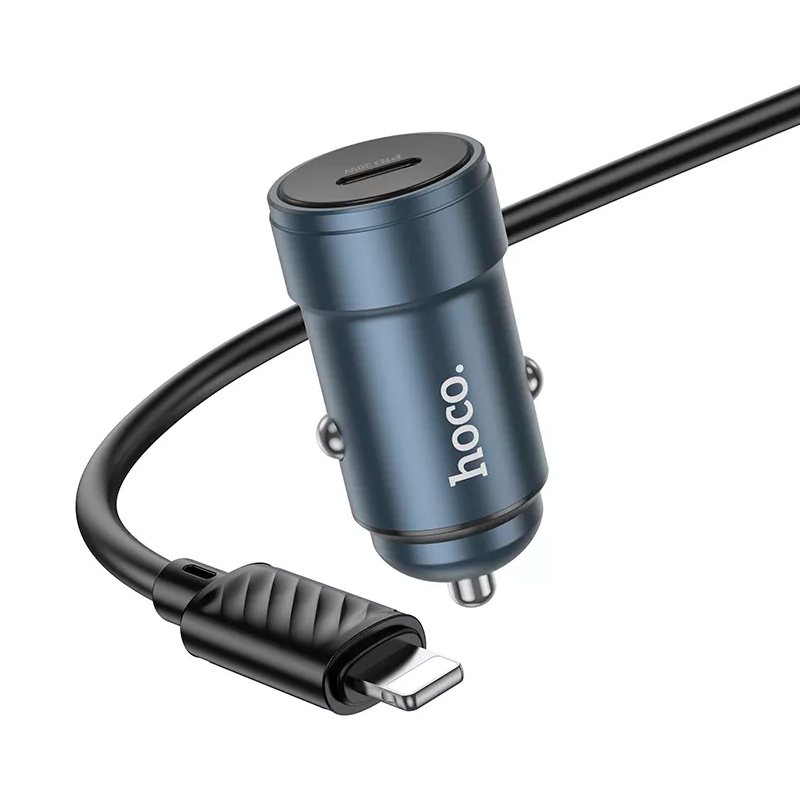 Cargador De Auto Dual Usb Tipo C Hoco Z57 Glorious + Cable Lightning – imagen 3