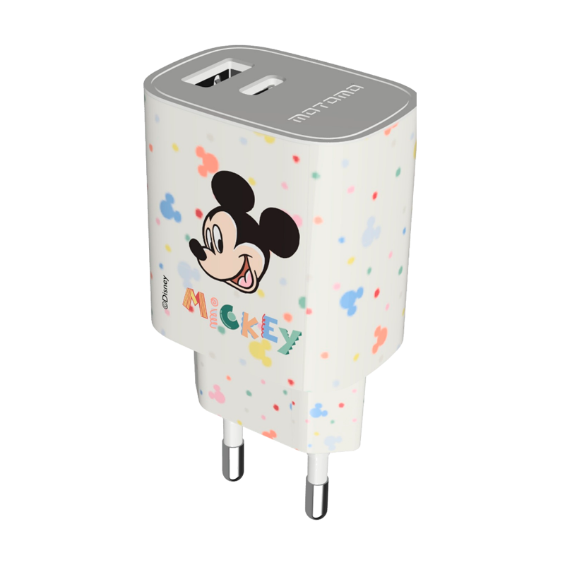 Cargador Rápido Disney 20w Dual Usb + Cable Tipo C Mickey