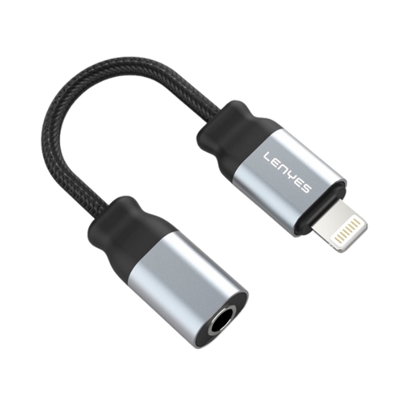 Cable Para Lightning a Jack 3.5mm Lenyes Ax107 10cm Negro