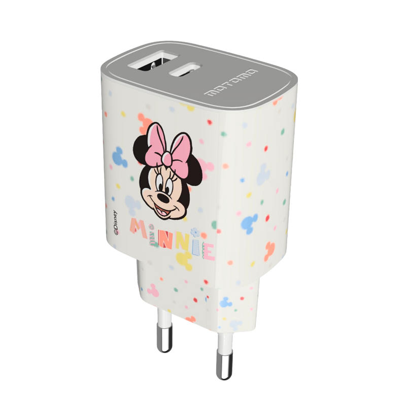 Cargador Rápido Disney 20w Dual Usb + Cable Tipo C Minnie