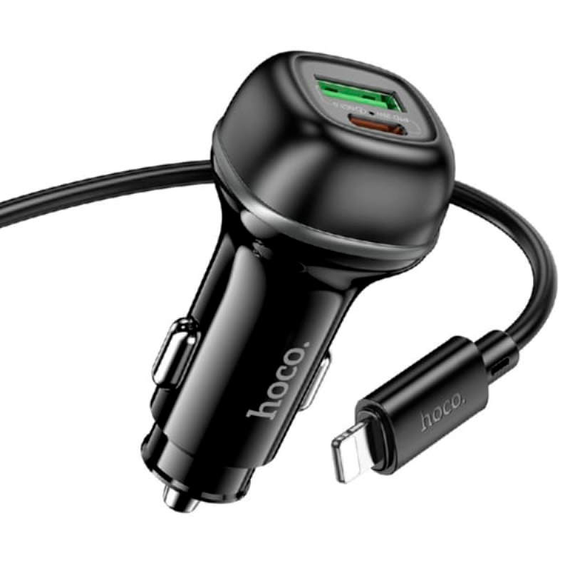 Cargador De Auto Dual Hoco Z58a Rank 48w + Cable Lightning – imagen 2