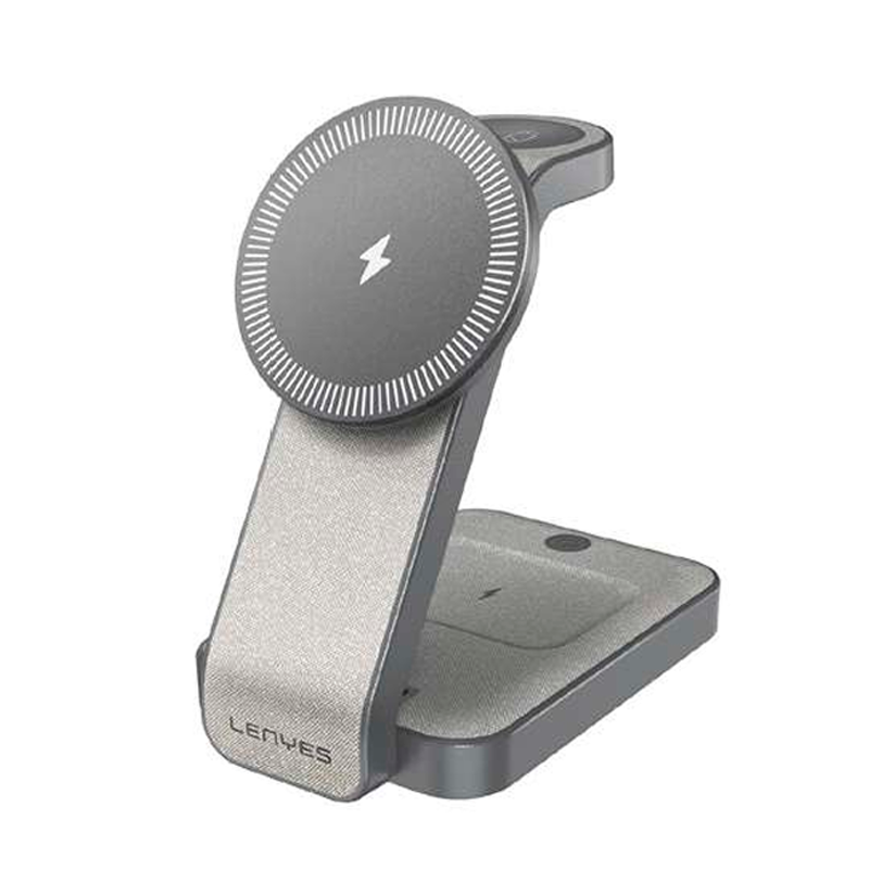 Cargador Soporte Inalámbrico 3 en 1 Lenyes Pw313 15w Gris