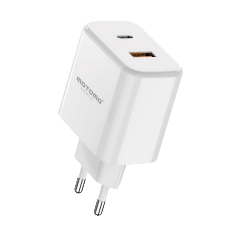 Cargador Rápido Motomo Mo-313c 25w Dual Usb + Tipo C Blanco