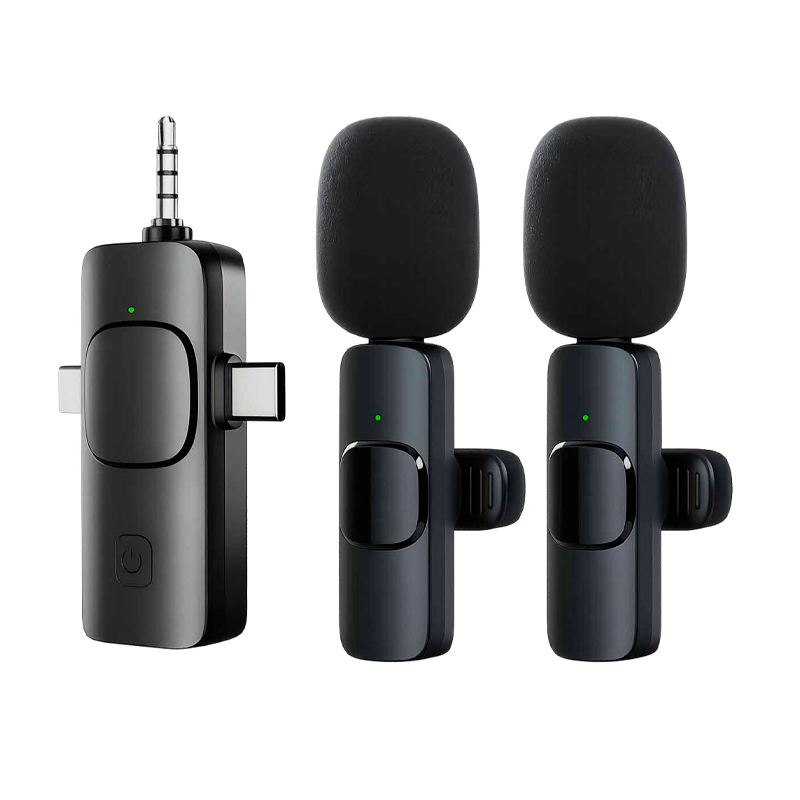 Kit Microfono Externo Motomo K15 Doble 3 en 1 Negro