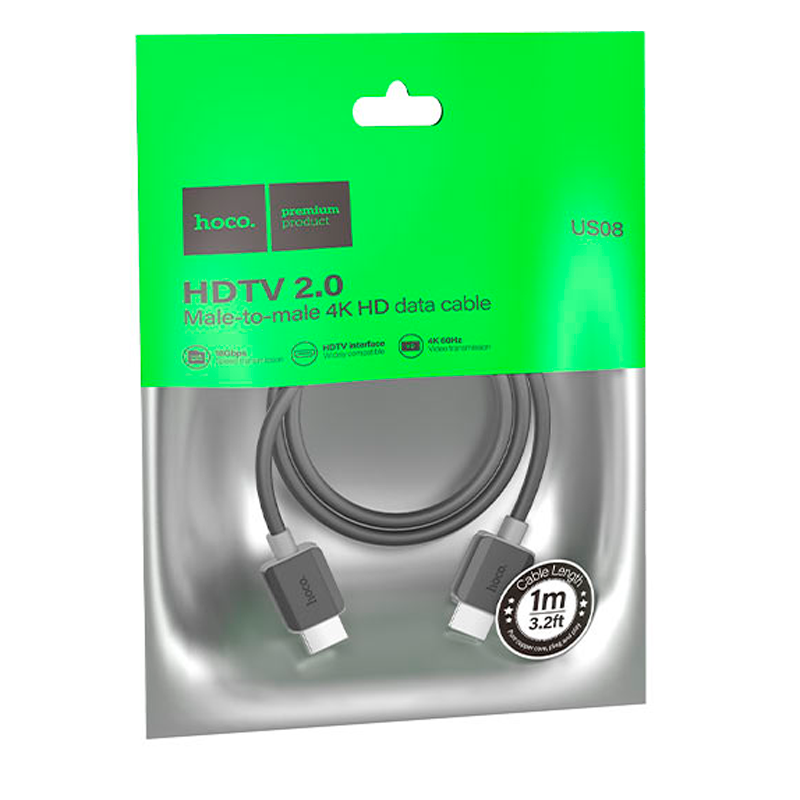 Cable Hdmi a Hdmi 4k 1 Metro Hoco Us08 Negro – imagen 3