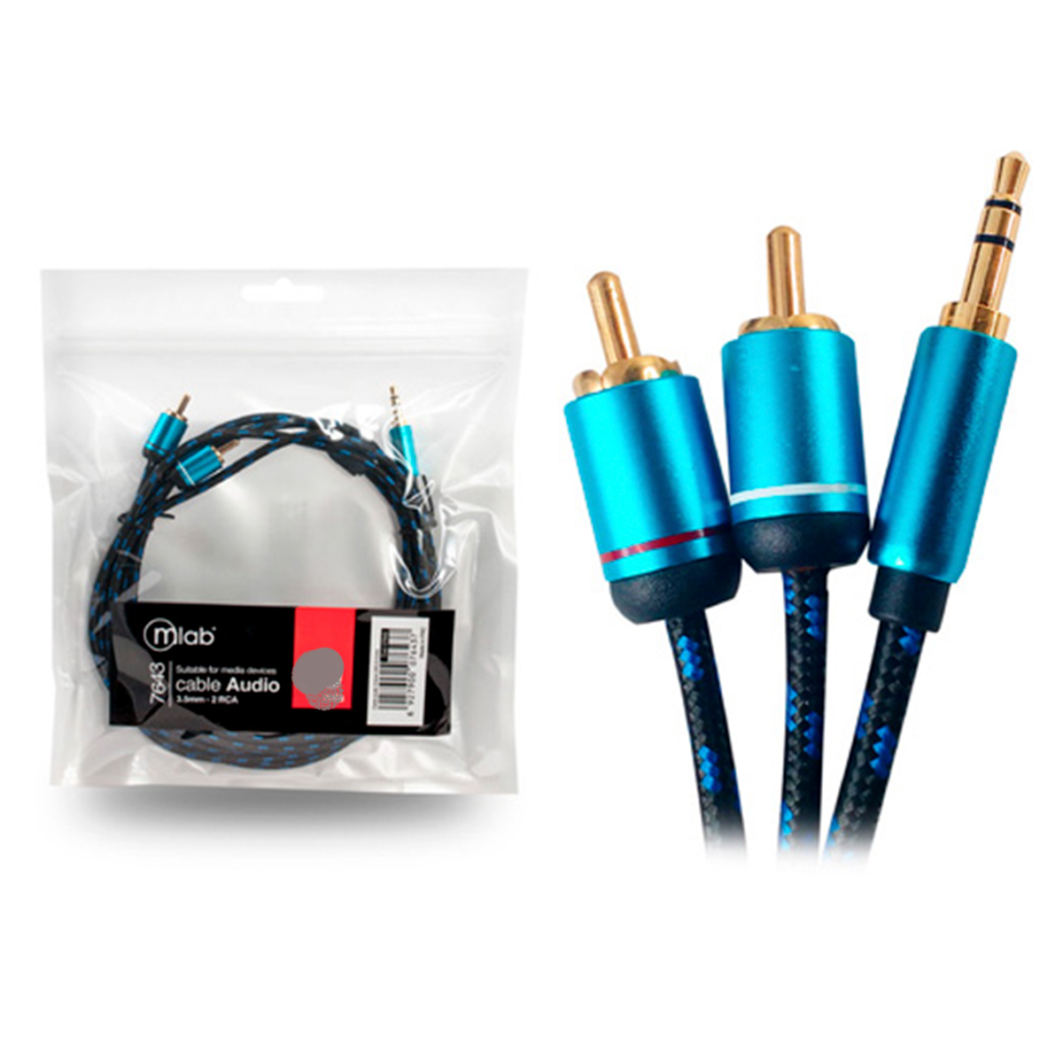 Cable Auxiliar 3.5mm a 2 RCA 1.8 Mt Microlab