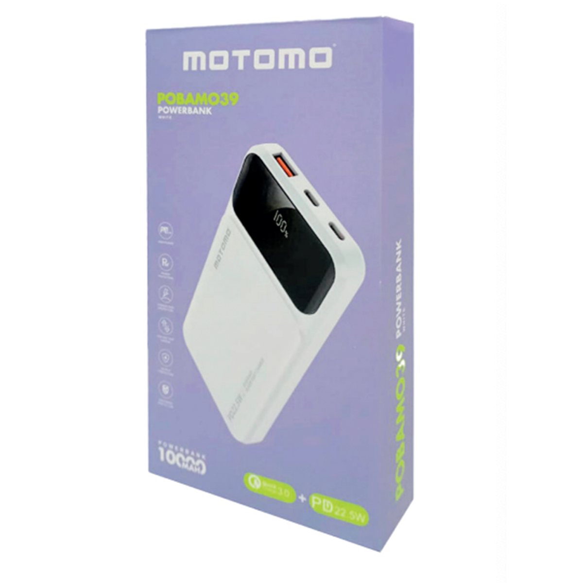 Bateria Portatil Powerbank Motomo Pobamo39 10.000 Mah Negro – imagen 2