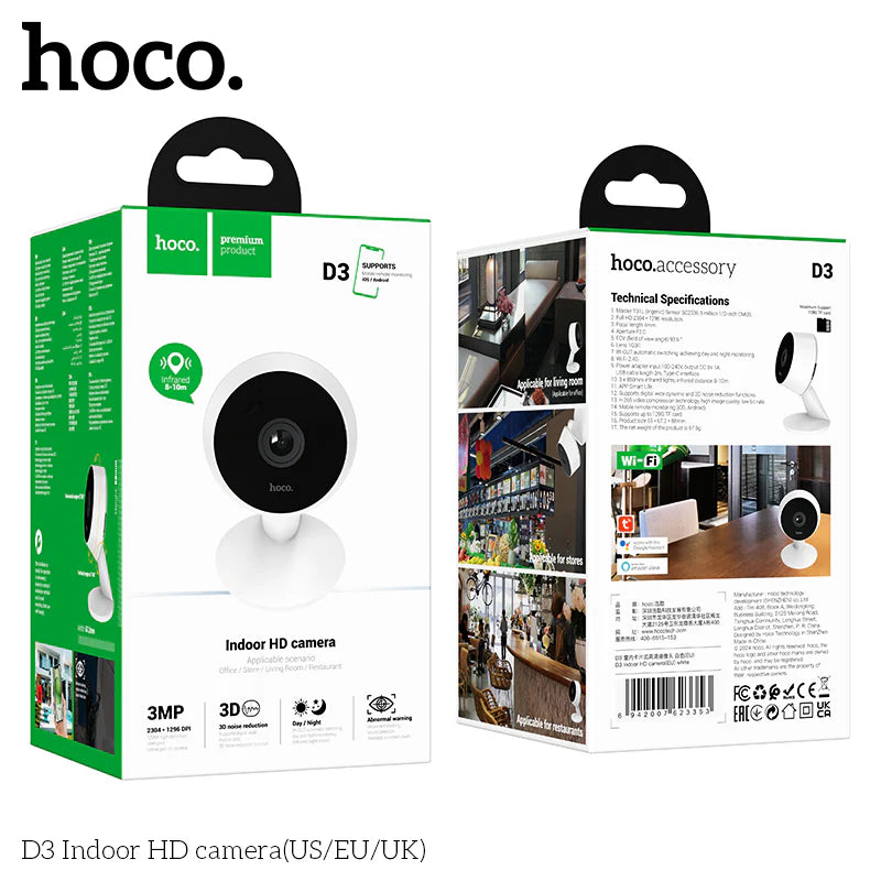 Cámara Seguridad Wifi Video Hoco D3 Full Hd Blanco – imagen 2