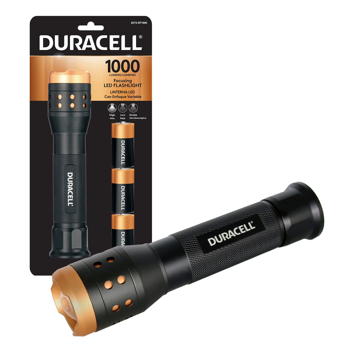 Linterna Duracell Foco Ajustable 1000 Lumen C/3 Pilas