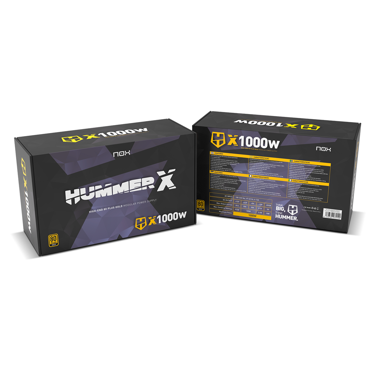 Fuente de Poder Nox Hummer X 1000W Modular 80+ Gold