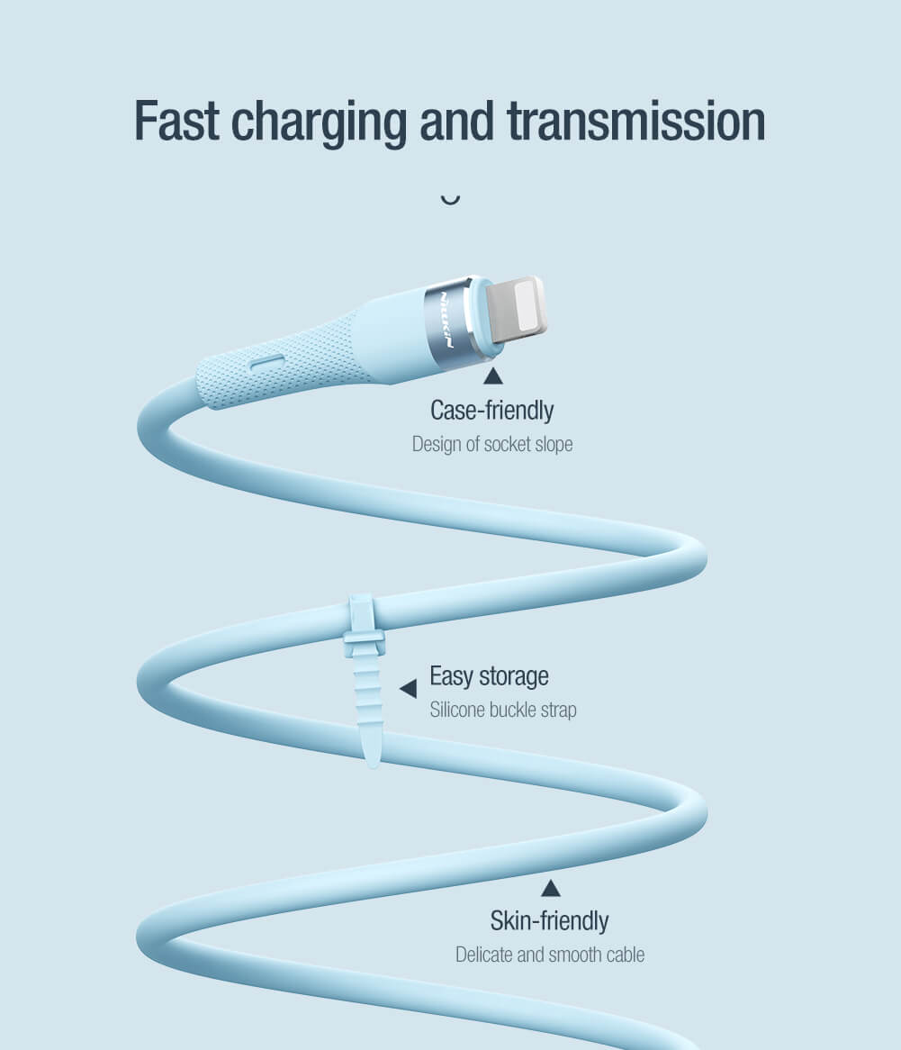 Cable Tipo C Para Lightning 1,2 Metros Nillkin Flowspeed 27w Azul – imagen 5