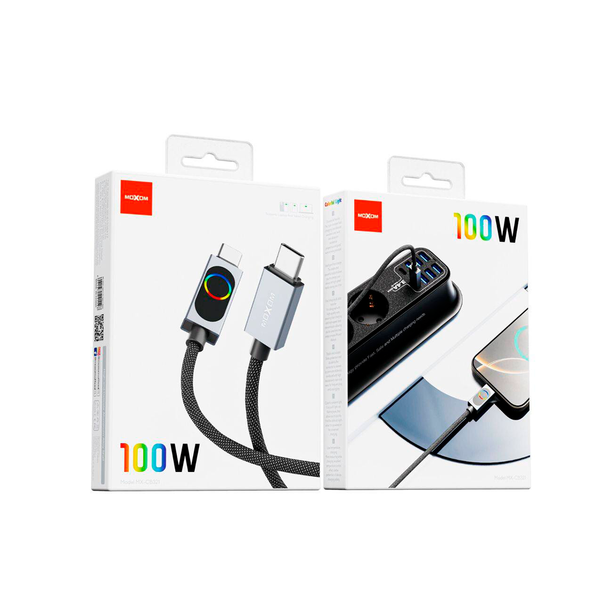 Cable Tipo C a Tipo C Moxom 100w 1 Metro Negro