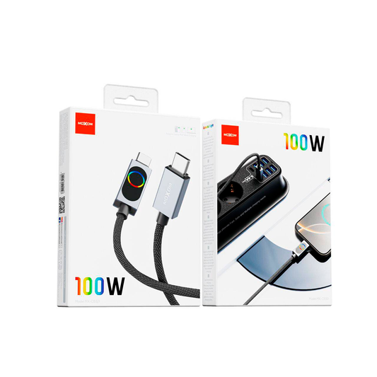 Cable Tipo C a Tipo C Moxom 100w 1 Metro Negro