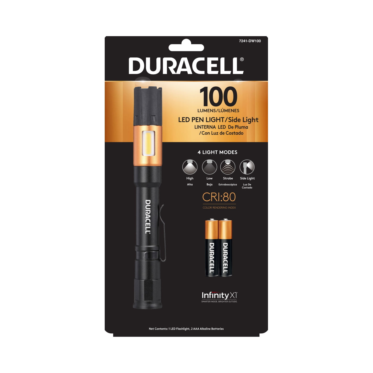 Linterna Duracell 100 Lumenes Con 2 Pilas AAA Negro – imagen 2