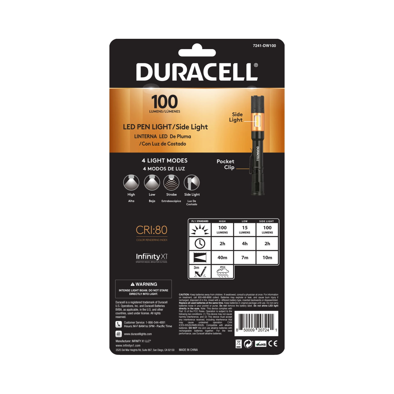 Linterna Duracell 100 Lumenes Con 2 Pilas AAA Negro – imagen 3