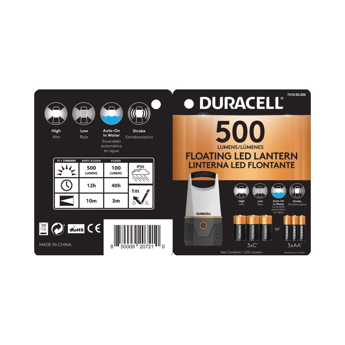 Linterna Foco Farol Duracell Flotante 500 Lumenes Negro – imagen 2