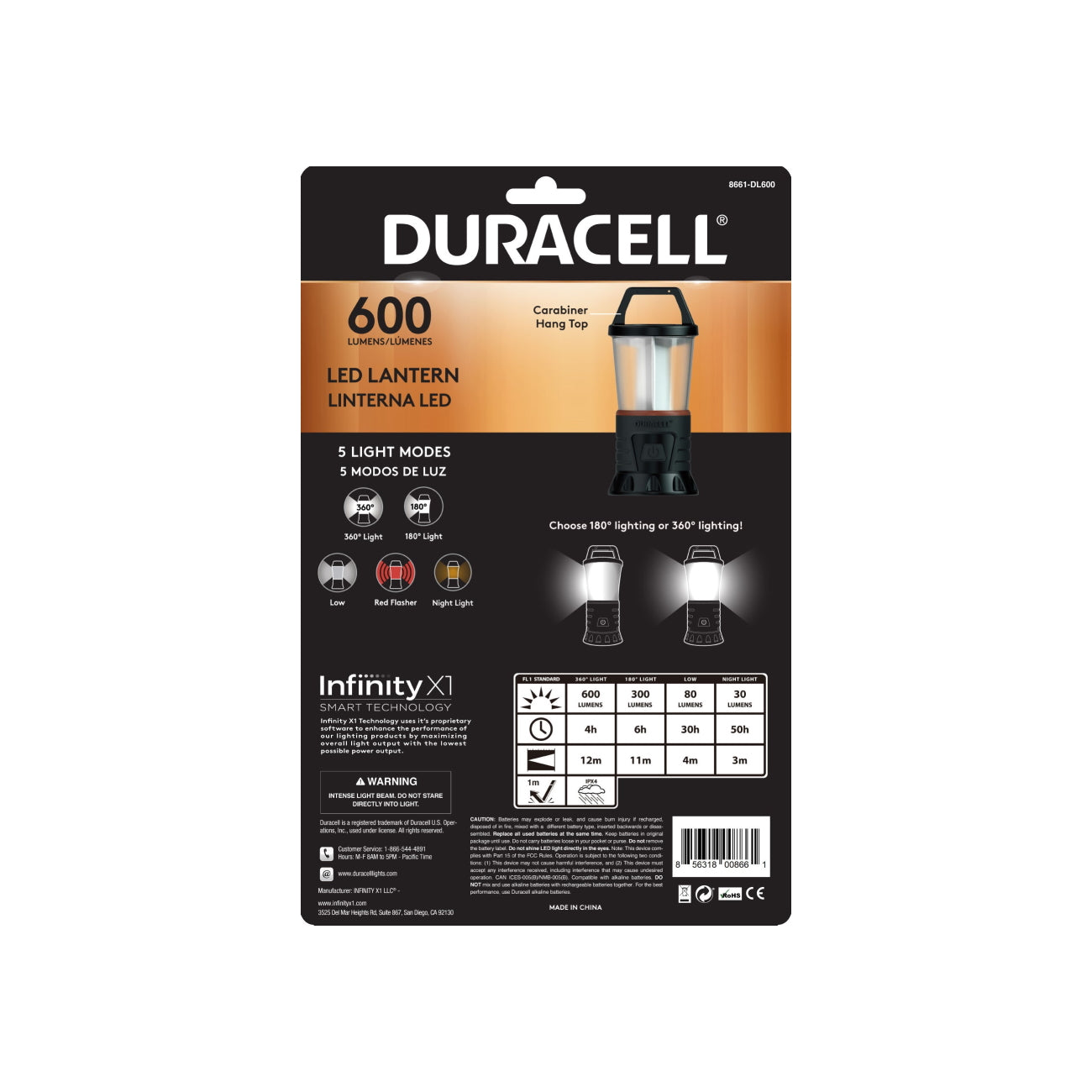 Linterna Foco Farol Duracell 600 Lumenes Negro – imagen 3