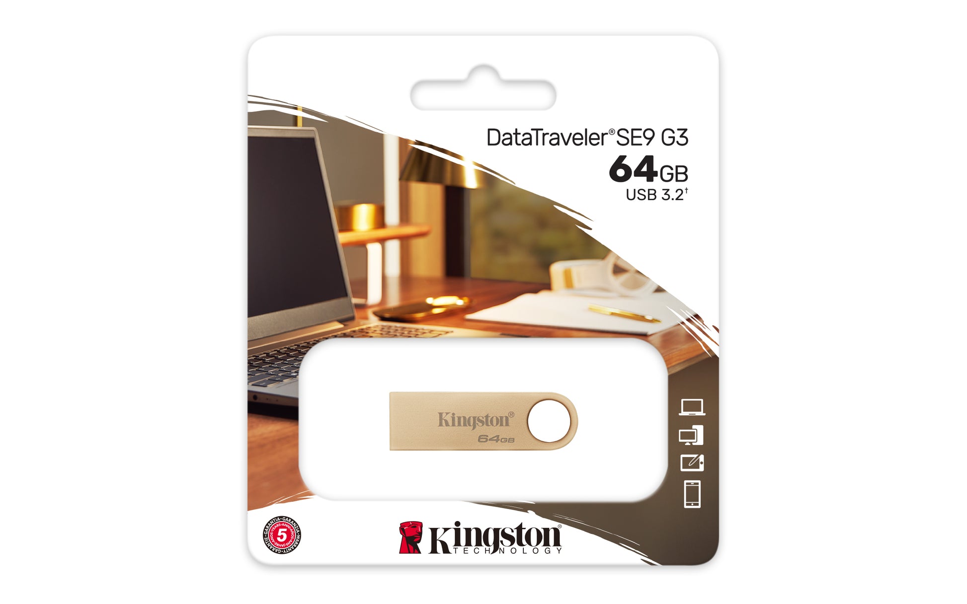 Pendrive Metalico Kingston 64 Gb Datatraveler Se9 G3 Dorado – imagen 3