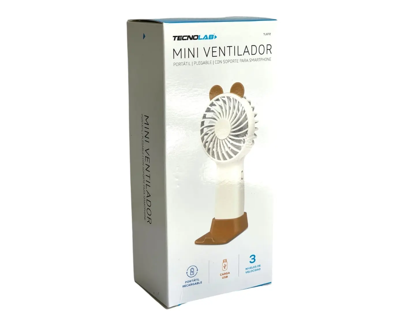 Mini Ventilador De Mano Tecnolab Portatil TL672 Cafe – imagen 2