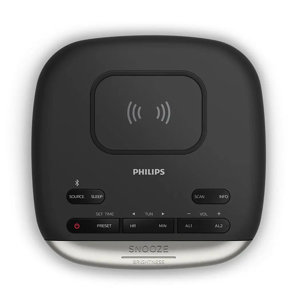 Radio Reloj Despertador Philips Fm TAR7606 Carga Inalambrica Negro – imagen 2