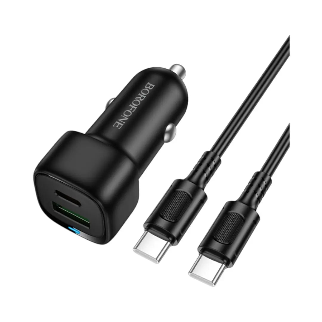 Cargador de Auto Borofone Bz34b 38w + Cable Tipo C Negro