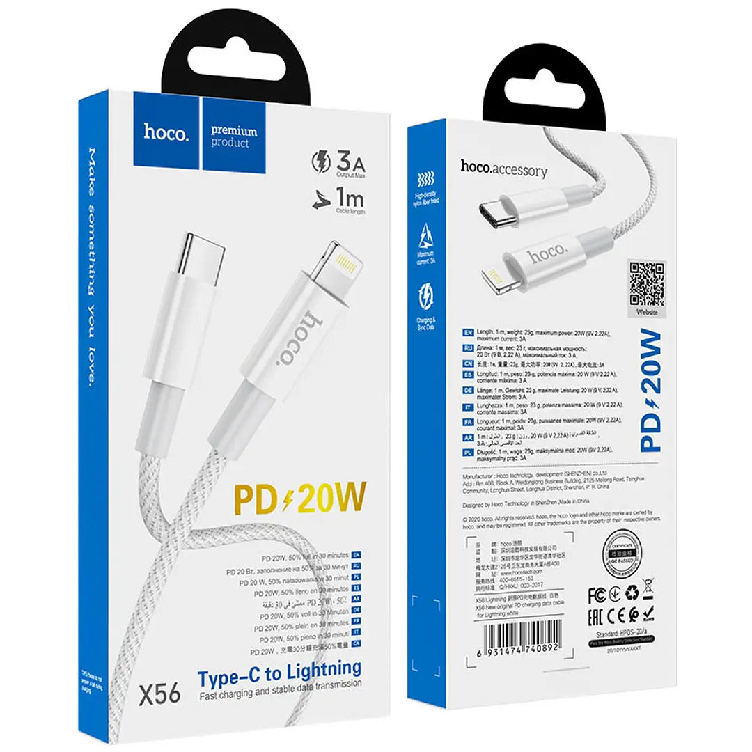 Cable Hoco Tipo C a Lightning X56 Blanco – imagen 3