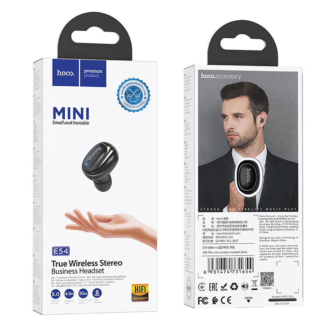 Audífono Manos Libres Bluetooth Hoco Mini E54 Negro – imagen 2