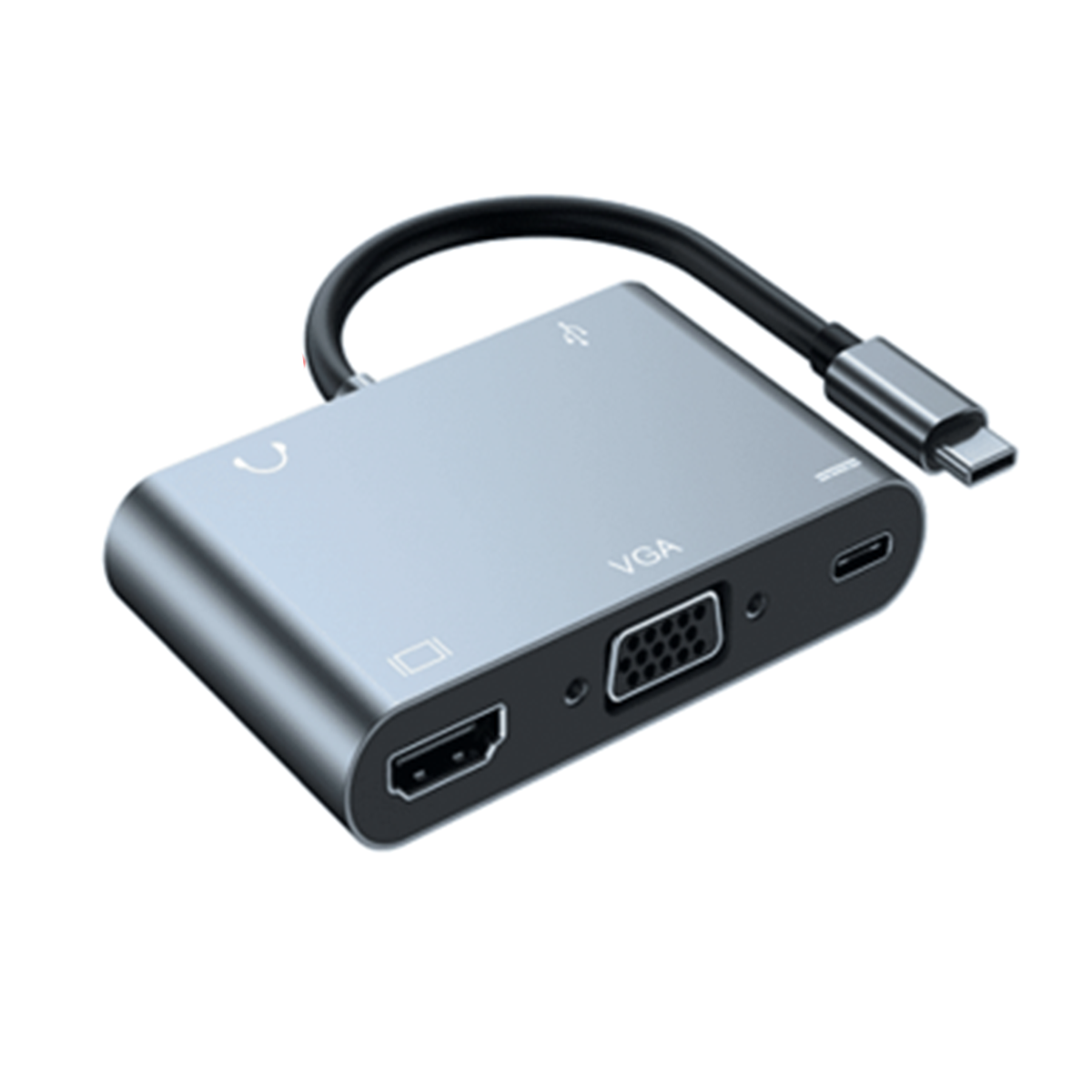 Adaptador Hub Tipo C 5 en 1 BYL-2002 Gris