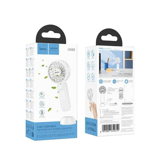 Ventilador Mini Portatil Recargable De Mano Hoco Hx60 Blanco – imagen 2