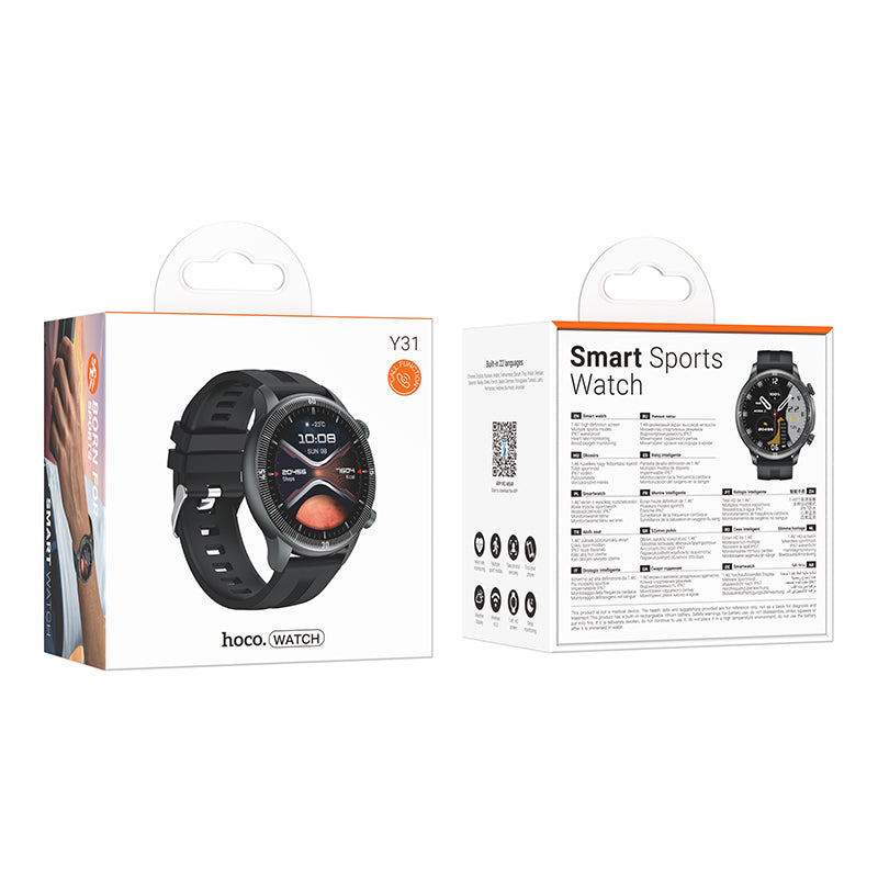 Smartwatch Deportivo Hoco Y31 Pantalla 1.46" Bluetooth 5.3 IP67 Negro - vista 3
